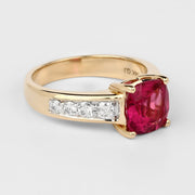 Bids.com 2.70 Carat Genuine Rubellite and White Diamond 14K Yellow Gold Ring Rings Lavender size 6.00,size 7.00,size 8.00