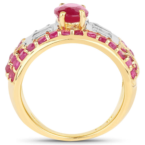 Bids.com 4.23 Carat Glass Filled Ruby and White Topaz .925 Sterling Silver Ring Rings White Smoke size 6.00,size 7.00,size 8.00,size 5.00,size 9.00,size 10.00