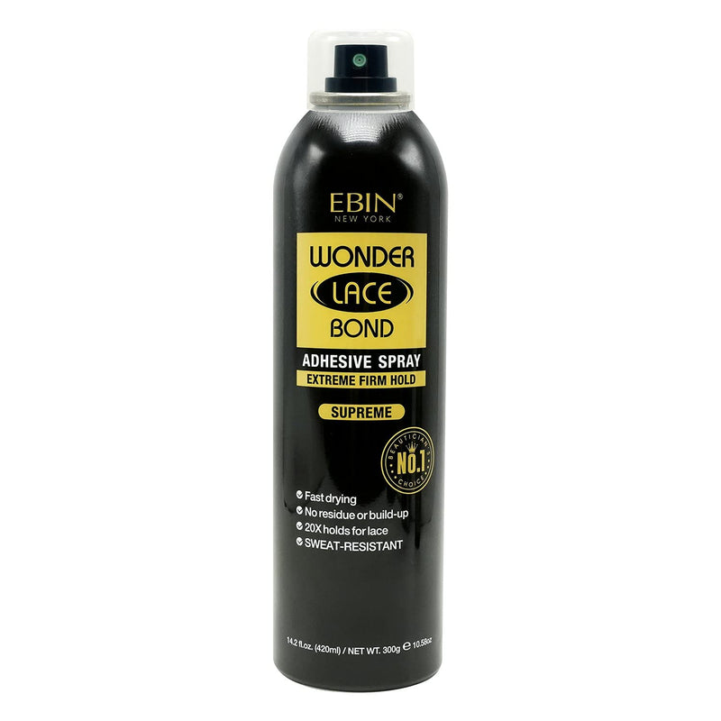 VIP Extensions EBIN New York Wonder Lace Bond Adhesive Spray, Supreme Hold Wig Adhesive Black 2.7 fl oz(80 ml)