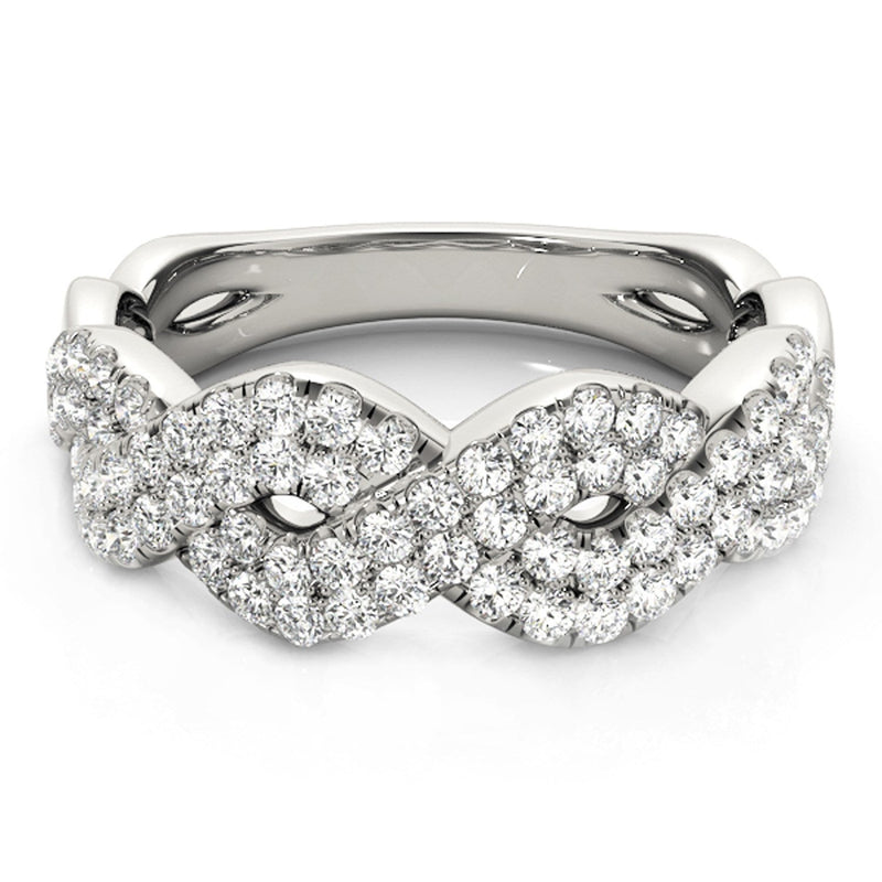 Bids.com Diamond Studded Interlocking Waves Ring in 14k White Gold (5/8 cttw) Rings White Smoke 3 / White Gold,3.5 / White Gold,4 / White Gold,4.5 / White Gold,5 / White Gold,5.5 / White Gold,6 / White Gold,6.5 / White Gold,7 / White Gold,7.5 / White Gold,8 / White Gold,8.5 / White Gold,9 / White Gold