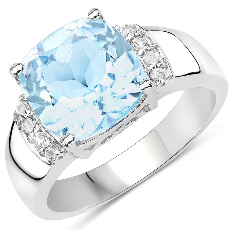 Bids.com 4.58 Carat Genuine Blue Topaz and White Topaz .925 Sterling Silver Ring Rings White Smoke size 6.00,size 7.00,size 8.00,size 5.00,size 9.00,size 11.50