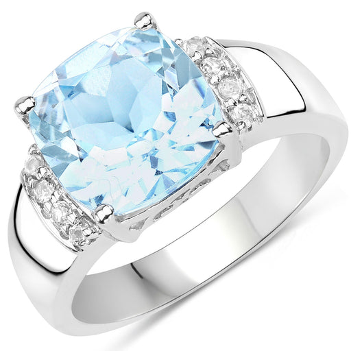 Bids.com 4.58 Carat Genuine Blue Topaz and White Topaz .925 Sterling Silver Ring Rings White Smoke size 6.00,size 7.00,size 8.00,size 5.00,size 9.00,size 11.50