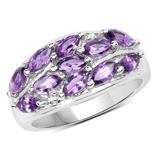 Bids.com 1.67 Carat Genuine  Amethyst and White Topaz .925 Sterling Silver Ring Rings White Smoke size 6.00,size 8.00,size 7.00,size 5.00,size 9.00,size 8.50