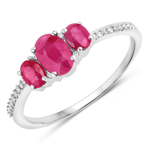 Bids.com 1.02 Carat Genuine Ruby and White Diamond 14K White Gold Ring Rings White Smoke size 5.00,size 6.00,size 7.00,size 8.00,size 9.00