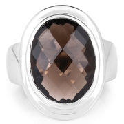 Bids.com 7.90 Carat Genuine Smoky Quartz .925 Sterling Silver Ring Rings White Smoke size 5.00,size 7.00,size 6.00,size 8.00,size 9.00