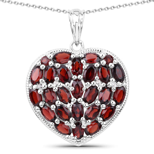 Bids.com 6.98 Carat Genuine Garnet and White Topaz .925 Sterling Silver Pendant Pendants White Smoke