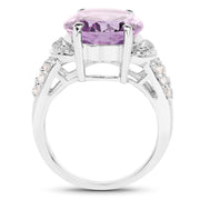 Bids.com 8.98 Carat Genuine Amethyst & White Topaz .925 Sterling Silver Ring Rings White Smoke size 7.00,size 6.00,size 8.00,size 9.00,size 5.00