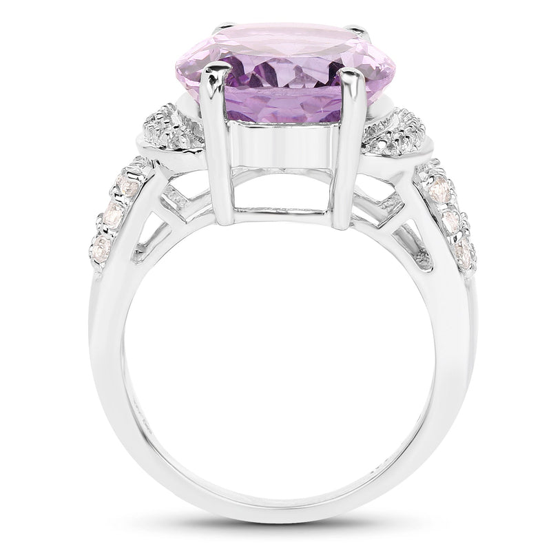 Bids.com 8.98 Carat Genuine Amethyst & White Topaz .925 Sterling Silver Ring Rings White Smoke size 7.00,size 6.00,size 8.00,size 9.00,size 5.00