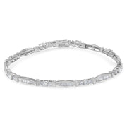 Bids.com 10K White Gold Geometric Pattern Diamond Tennis Bracelet (3 cttw, H-I Color, SI2-I1 Clarity) Bracelets White Smoke White.Gold / 7
