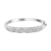 Bids.com 14K White Gold 3 1/3 Cttw Invisible Set Princess-Cut Diamond Wave Bangle Bracelet (H-I Color, SI1-SI2 Clarity) - Size 7" Bracelets White Smoke White.Gold / 7