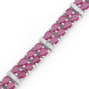 Bids.com 17.65 Carat Glass Filled Ruby and White Topaz .925 Sterling Silver Bracelet Bracelets White Smoke size 7.50