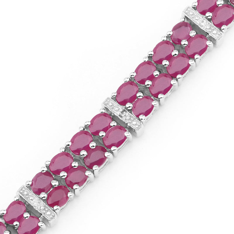 Bids.com 17.65 Carat Glass Filled Ruby and White Topaz .925 Sterling Silver Bracelet Bracelets White Smoke size 7.50