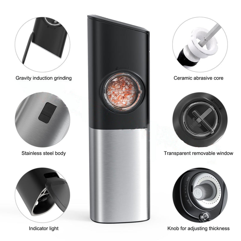 SmartPursue™ Kitchen Ceramic Pepper Electric Grinder Spice Grinders White Smoke 1set / USB,2sets / USB