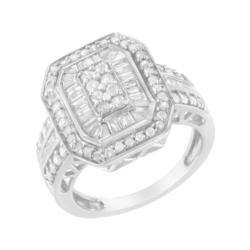 Bids.com .925 Sterling Silver Round and Baguette Diamond Cathedral Ring (0.75 Cttw, H-I Color, I2-I3 Clarity) - Size 7 Rings White Smoke 8 / White.Sterling Silver,6 / White.Sterling Silver,7 / White.Sterling Silver,7.5 / White.Sterling Silver,6.5 / White.Sterling Silver