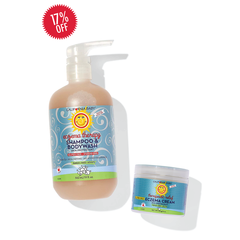 California Baby Eczema Cream + Wash Bundle Eczema White Smoke 19oz Wash + 4oz Cream