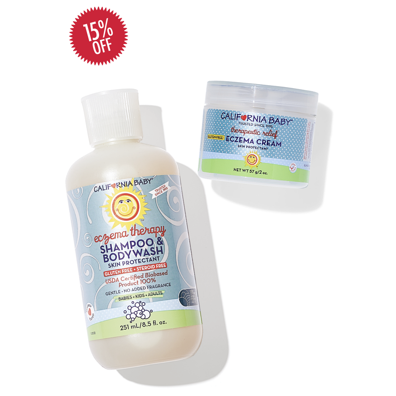 California Baby Eczema Cream + Wash Bundle Eczema White Smoke 8.5oz Eczema SBW + 2oz Eczema Cream