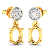 Bids.com 0.11 Carat Genuine White Diamond 14K Yellow Gold Semi Mount Earrings - holds 7x5mm Oval Gemstones Earrings White Smoke