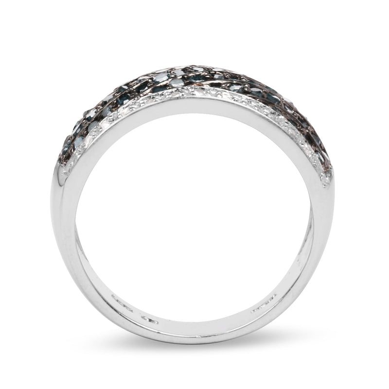 Bids.com 0.80 Carat Genuine Blue Diamond and White Diamond .925 Sterling Silver Ring Rings White Smoke size 7.00,size 8.00,size 6.00,size 9.00