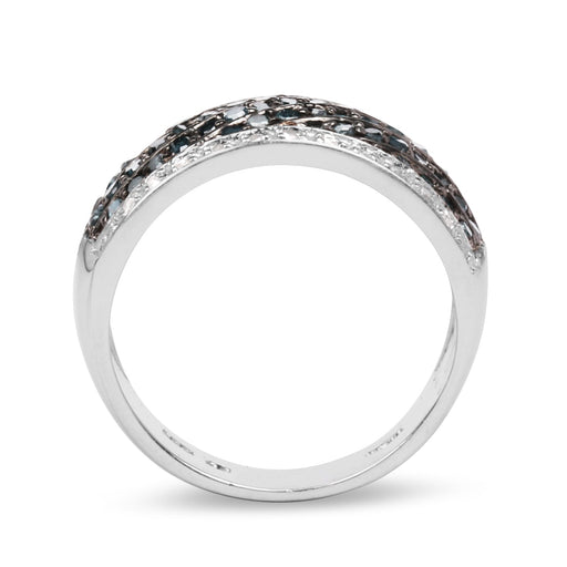 Bids.com 0.80 Carat Genuine Blue Diamond and White Diamond .925 Sterling Silver Ring Rings White Smoke size 7.00,size 8.00,size 6.00,size 9.00