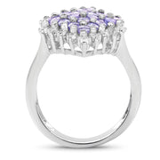 Bids.com 2.40 Carat Genuine Tanzanite and White Topaz .925 Sterling Silver Ring Rings White Smoke size 6.00,size 7.00,size 8.00,size 9.00
