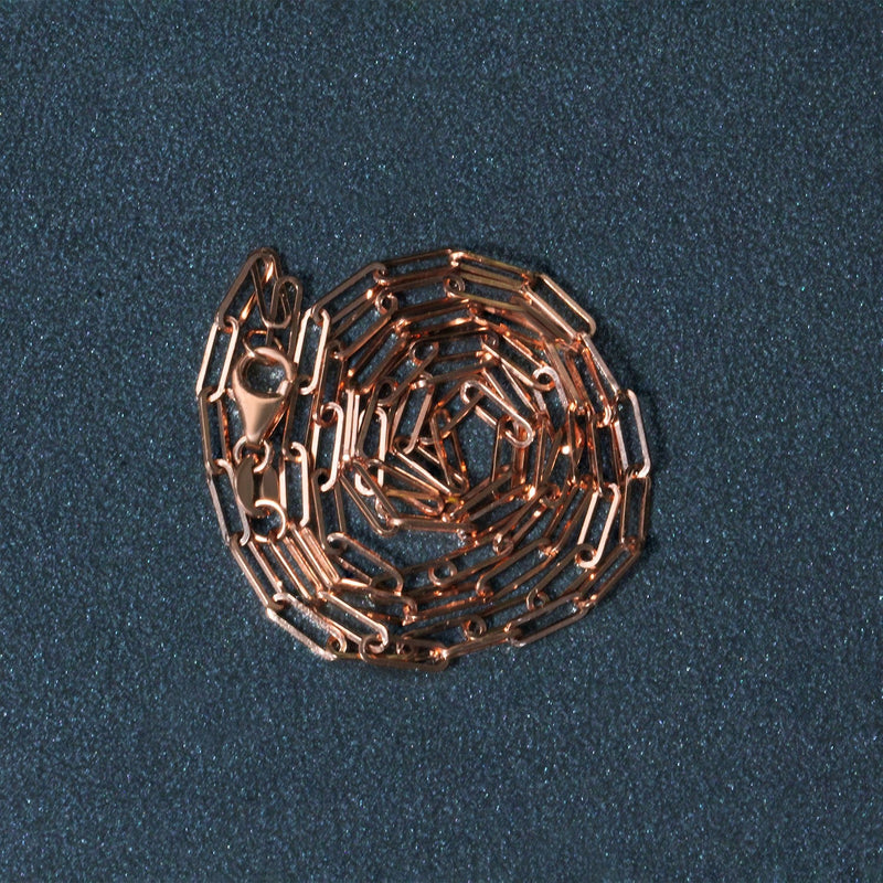 Bids.com 14K Rose Gold Delicate Paperclip Chain (2.1mm) Necklaces Dark Slate Gray 16 / Rose Gold,18 / Rose Gold,20 / Rose Gold,24 / Rose Gold