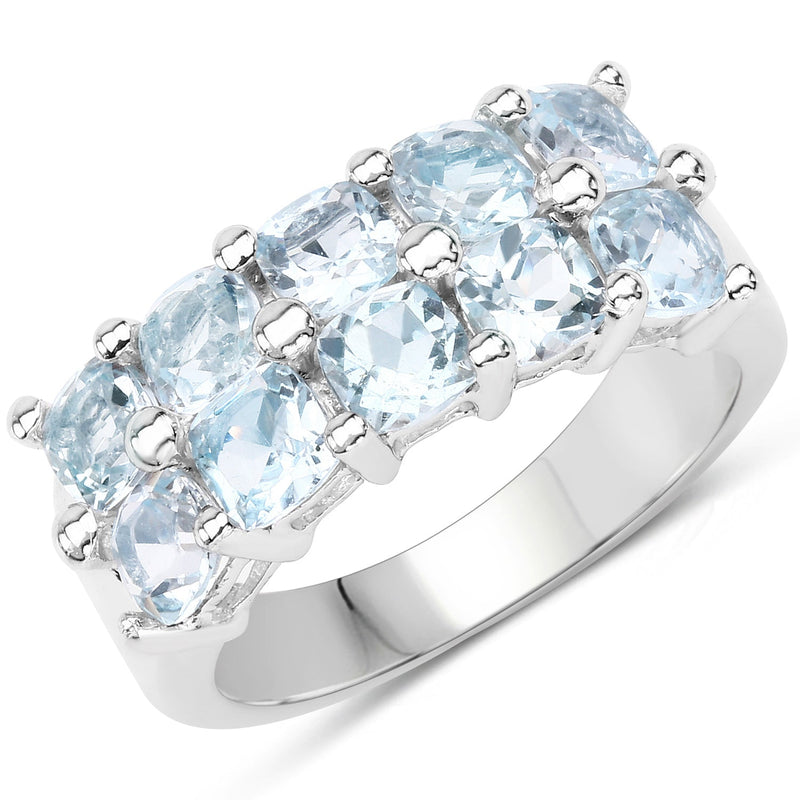 Bids.com 3.60 Carat Genuine  Blue Topaz .925 Sterling Silver Ring Rings White Smoke size 8.00,size 6.00,size 7.00,size 5.00,size 9.00