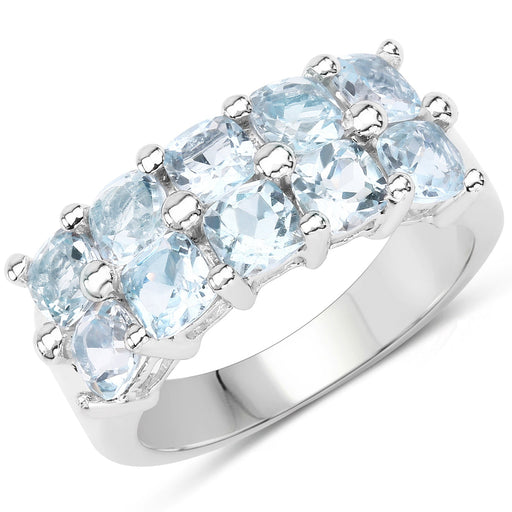 Bids.com 3.60 Carat Genuine  Blue Topaz .925 Sterling Silver Ring Rings White Smoke size 8.00,size 6.00,size 7.00,size 5.00,size 9.00
