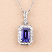 Bids.com 2.56 Carat Genuine Tanzanite and White Diamond 14K White Gold Pendant Pendants Bisque