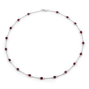 Bids.com 8.10 Carat Genuine Garnet .925 Sterling Silver Necklace Necklaces White Smoke size 18.00