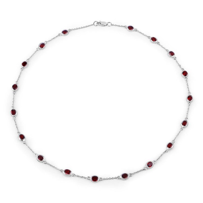 Bids.com 8.10 Carat Genuine Garnet .925 Sterling Silver Necklace Necklaces White Smoke size 18.00