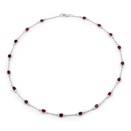 Bids.com 8.10 Carat Genuine Garnet .925 Sterling Silver Necklace Necklaces White Smoke size 18.00