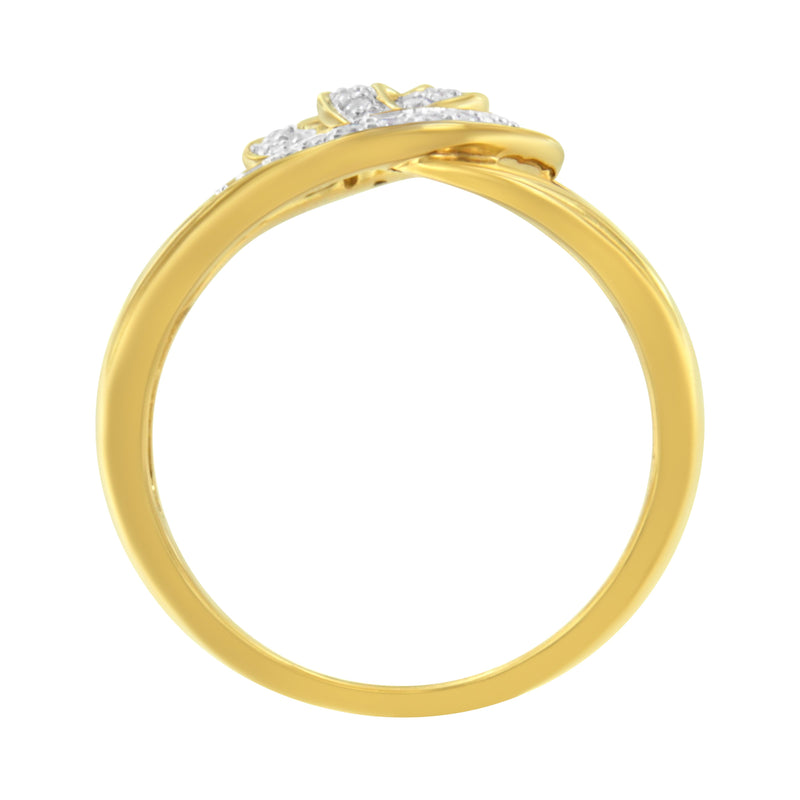 Bids.com 14K Yellow Gold Plated .925 Sterling Silver 1/4 Cttw Diamond Interlocking Loop Open Shank Bypass Ring (I-J Color, I1-I2 Clarity) - Size 7 Rings White Smoke 7 / Yellow.Sterling Silver,9 / Yellow.Sterling Silver,8 / Yellow.Sterling Silver,6 / Yellow.Sterling Silver