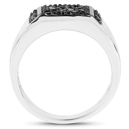 Bids.com 0.35 Carat Genuine Black Diamond .925 Sterling Silver Ring Rings White Smoke size 9.00,size 6.00,size 7.00,size 8.00