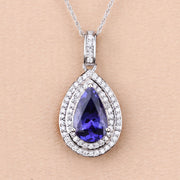 Bids.com 2.56 Carat Genuine Tanzanite and White Diamond 14K White Gold Pendant Pendants Wheat