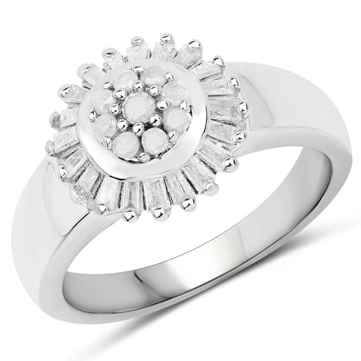 Bids.com 0.75 Carat Genuine White Diamond .925 Sterling Silver Ring Rings White Smoke size 6.00,size 7.00,size 8.00,size 9.00