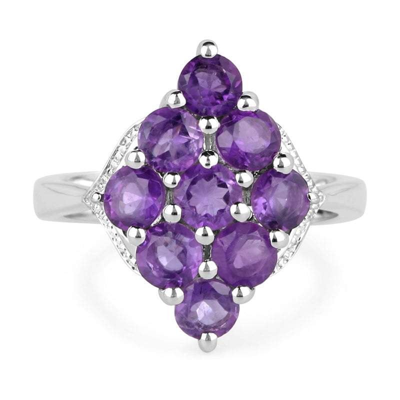 Bids.com 2.16 Carat Genuine Amethyst .925 Sterling Silver Ring Rings White Smoke size 6.00,size 8.00,size 7.00,size 5.00,size 9.00