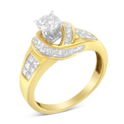 Bids.com 14K Two-Toned Gold Round, Baguette and Princess Cut Diamond Ring (1 1/8 Cttw, H-I Color, SI2-I1 Clarity) - Size 6 Rings White Smoke 7 / YellowWhite.Gold,6.5 / YellowWhite.Gold,6 / YellowWhite.Gold