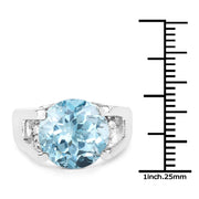 Bids.com 7.21 Carat Genuine Blue Topaz and White Cubic Zirconia .925 Sterling Silver Ring Rings White Smoke size 5.00,size 6.00,size 6.50,size 7.00,size 10.00,size 11.00,size 7.50,size 8.00,size 9.00