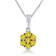 Bids.com .925 Sterling Silver 1/2 Cttw Prong Set Treated Green Diamond Floral Cluster 18" Pendant Necklace (Green Color, I1-I2 Clarity) Necklaces White Smoke Yellow Diamond / 0.25 / White,Yellow Diamond / 0.25 / Yellow,Green Diamond / 0.25 / White,Yellow Diamond / 0.5 / White,Green Diamond / 0.5 / White