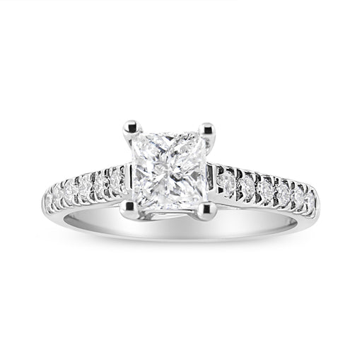 Bids.com 14K White Gold 1 1/5 Cttw 4-Prong Set Princess Diamond Classic Engagement Ring (I1-I2 Color, H-I Clarity) Ring Size 7 Rings White Smoke 5 / White.Gold,8 / White.Gold,6 / White.Gold,9 / White.Gold,7 / White.Gold