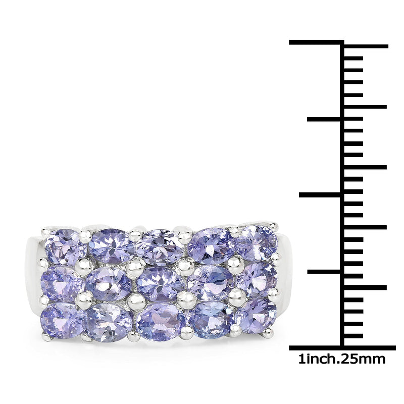 Bids.com 2.55 Carat Genuine Tanzanite .925 Sterling Silver Ring Rings White Smoke size 6.00,size 8.00,size 9.00,size 7.00,size 5.00,size 10.00