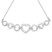 Bids.com .925 Sterling Silver 1/10 Cttw Round-Cut Diamond Heart-Link Adjustable Bolo Bracelet ( H-I Color, I2-I3 Clarity) - 6"-9" Adjustable Bracelets White Smoke White.Sterling Silver / 7