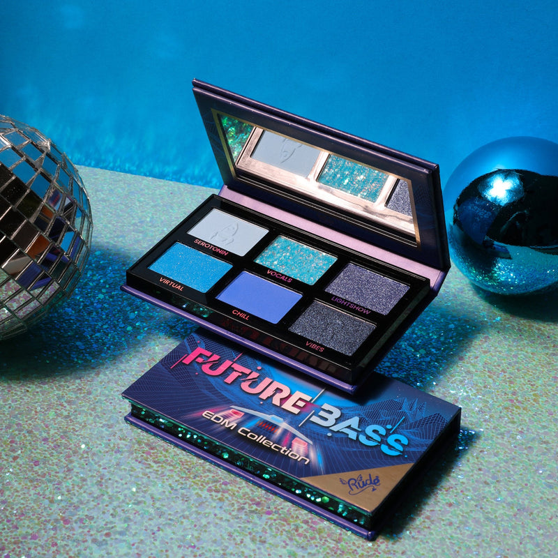 Rude Cosmetics EDM Collection Palette Eyeshadow Palette Steel Blue Trap,Dubstep,Electro House,Hard Style,Future Bass,Trance