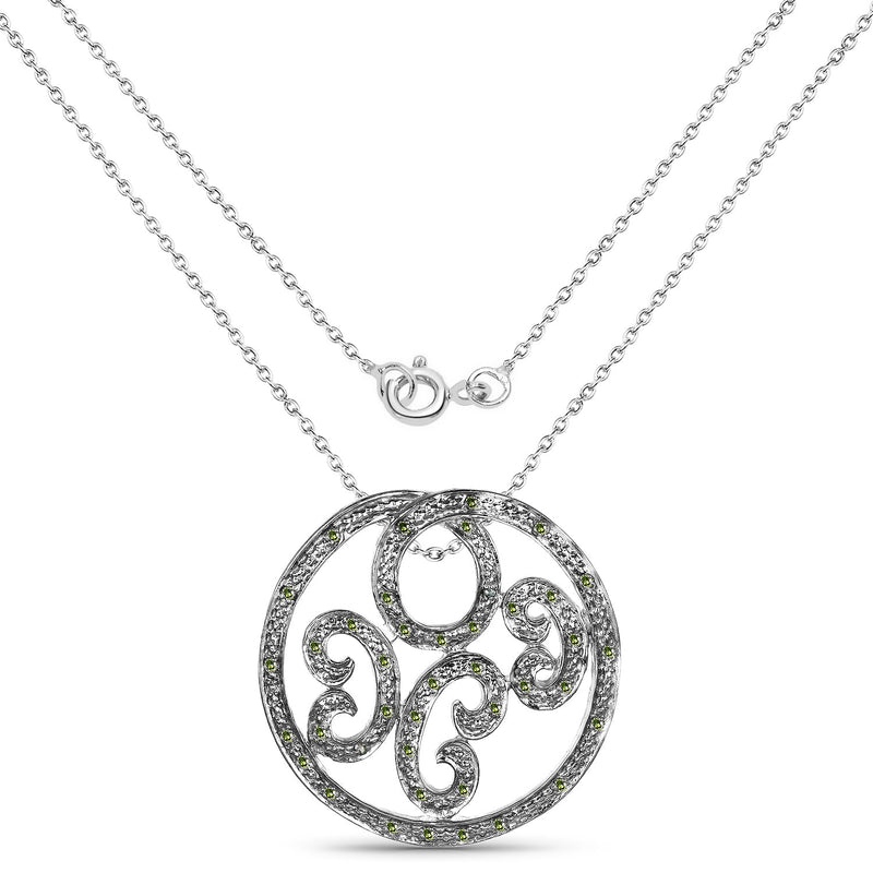 Bids.com 0.22 Carat Genuine Green Diamond .925 Sterling Silver Pendant Pendants White Smoke
