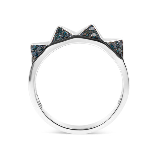 Bids.com 14K White Gold 1/4 Cttw Treated Blue Diamond Pyramid Band Ring (Blue Color, SI1-SI2 Clarity)- Size 7 Rings White Smoke 7 / White.Gold