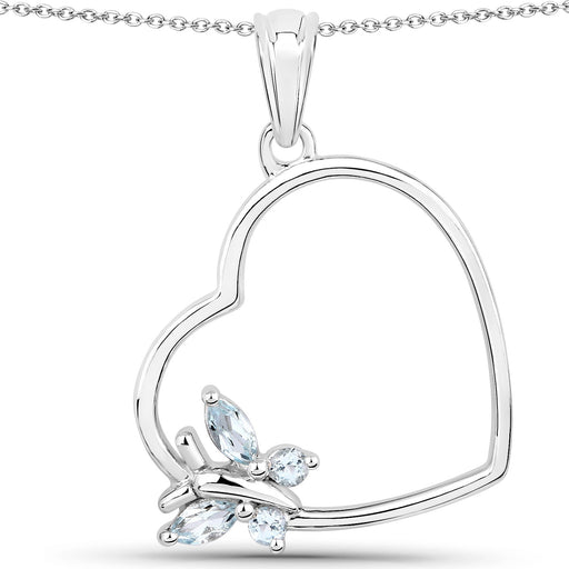 Bids.com 0.25 Carat Genuine Blue Topaz .925 Sterling Silver Pendant Pendants White Smoke