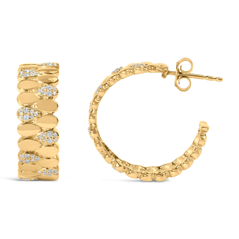 Bids.com 14K Yellow Gold Plated .925 Sterling Silver 3/8 Cttw Diamond Pave Pear Link J Hoop Earrings (H-I Color, I1-I2 Clarity) Earrings White Smoke Yellow.Sterling Silver / 0.385