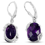 Bids.com 10.18 Carat Genuine Amethyst and White Topaz .925 Sterling Silver Earrings Earrings White Smoke
