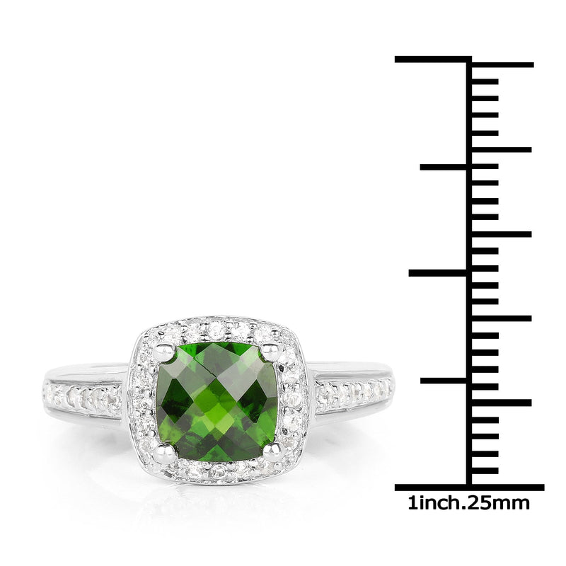 Bids.com 1.67 Carat Genuine Chrome Diopside & White Topaz .925 Sterling Silver Ring Rings White Smoke size 5.00,size 10.00,size 6.00,size 7.00,size 8.00,size 9.00