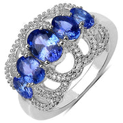Bids.com 2.13 Carat Genuine Tanzanite .925 Sterling Silver Ring Rings White Smoke size 6.00,size 7.00,size 8.00